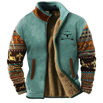 Veste en laine épaisse à carreaux pour homme hiver