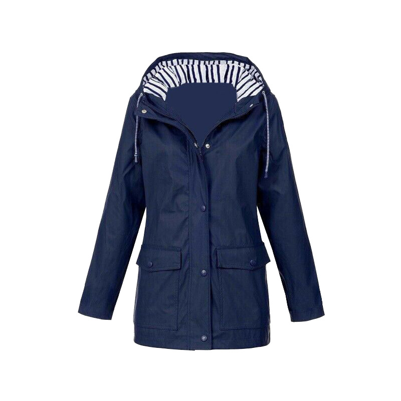 Veste Imperméable Femme à Capuche et Fermeture Éclair