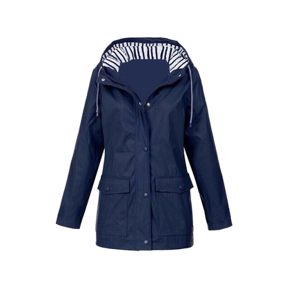 Veste Imperméable Femme à Capuche et Fermeture Éclair