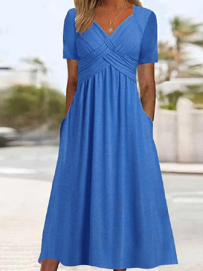 Robe Féminine Chic Col en V pour Femme