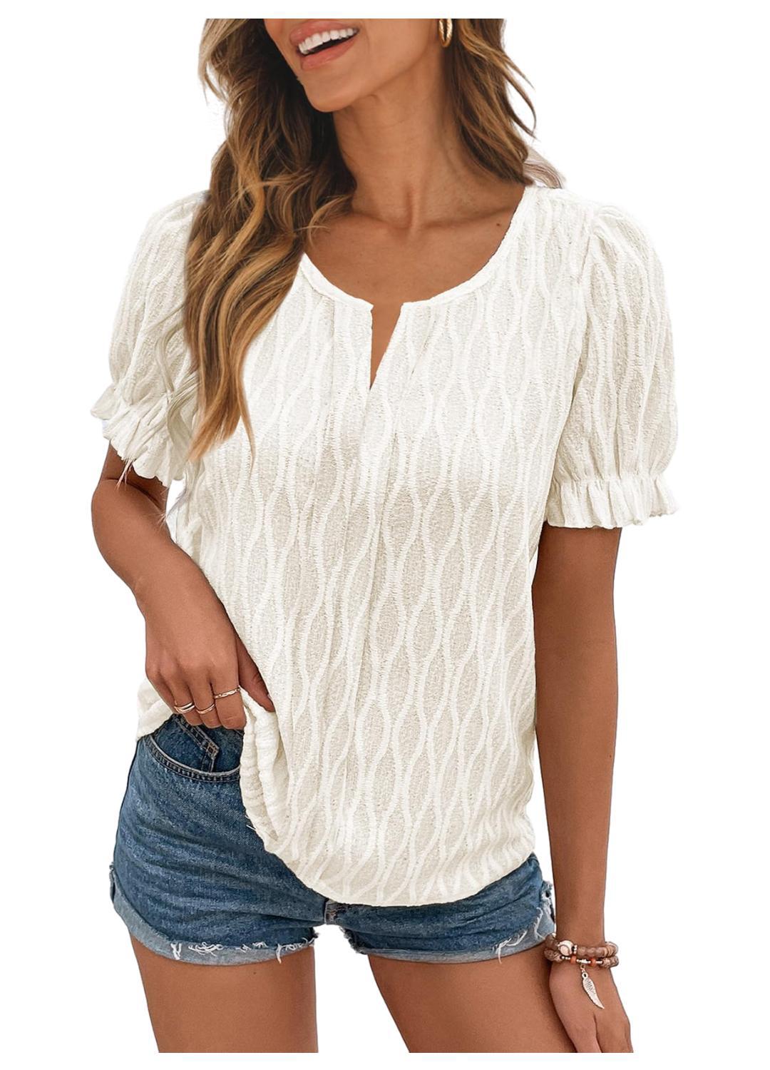 Blouse Femme Élégante Manches Courtes Noir