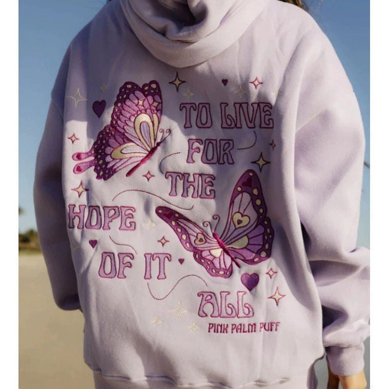 Sweat à Capuche Décontracté de Plage avec Broderie