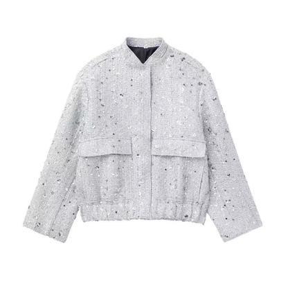Veste Femme Longue Manches Paillettée Chic Soirée - PanierRoyale