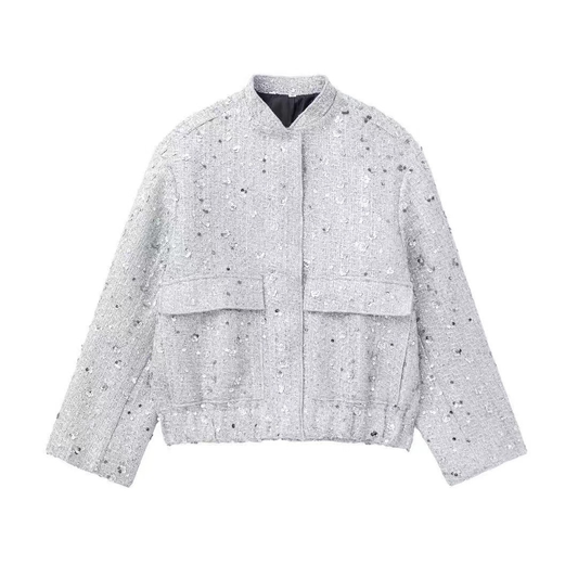 Veste Femme Longue Manches Paillettée Chic Soirée - PanierRoyale