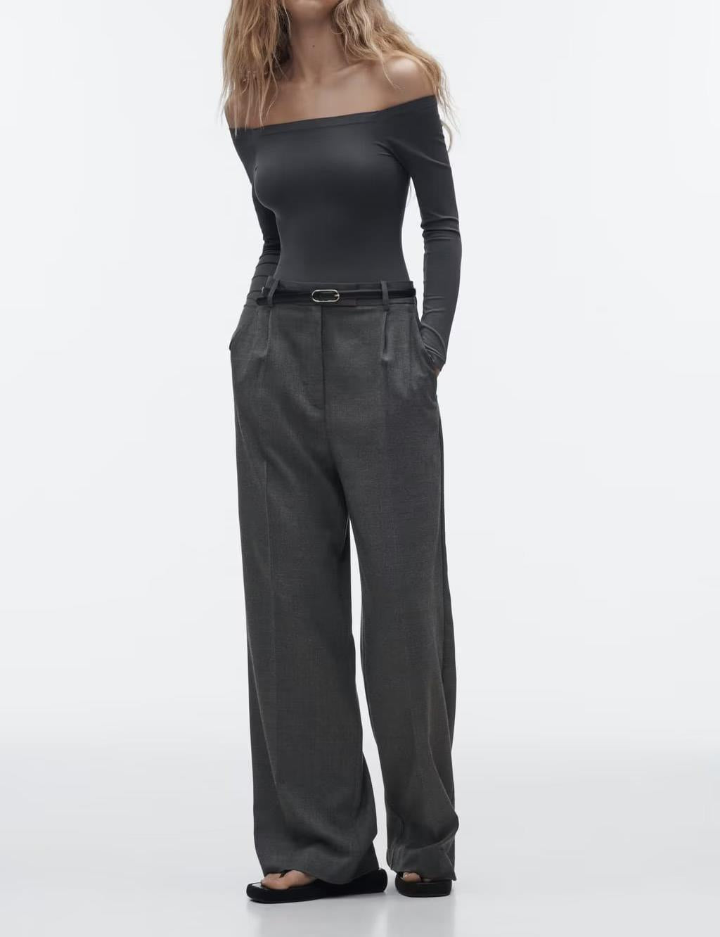 Pantalon Femme Taille Haute Jupe Large Élégant