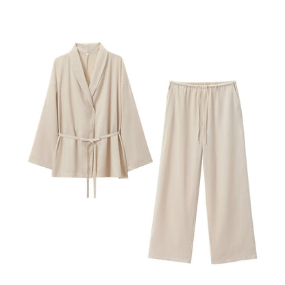 Pantalon Large et Tunique Femme avec Ceinture pour Un Style Décontracté