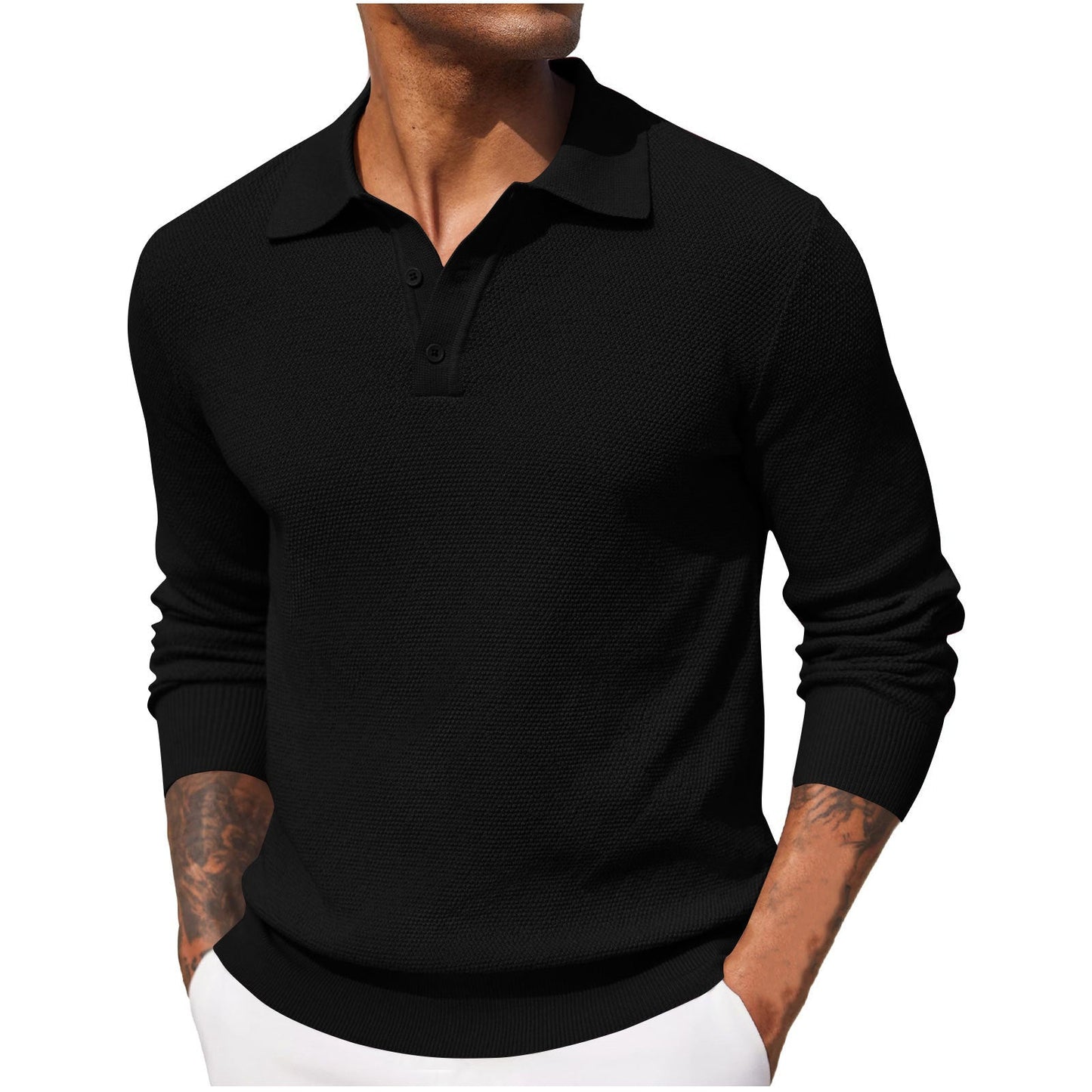 Polo Homme Manches Longues Respirant et Confortable