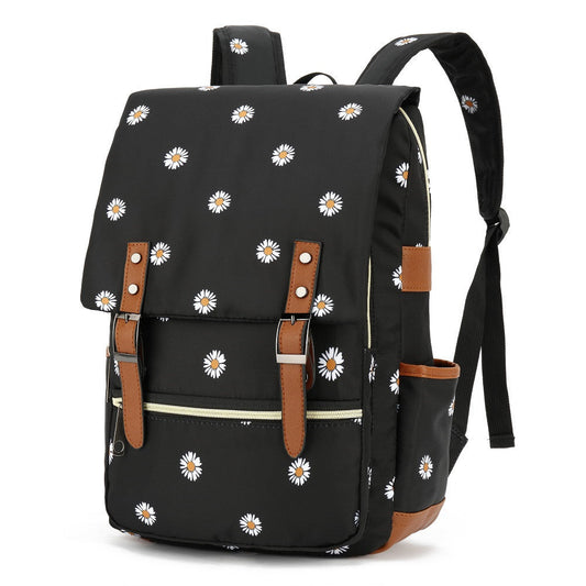 Sac à dos femme noir fleuri chic - PanierRoyale