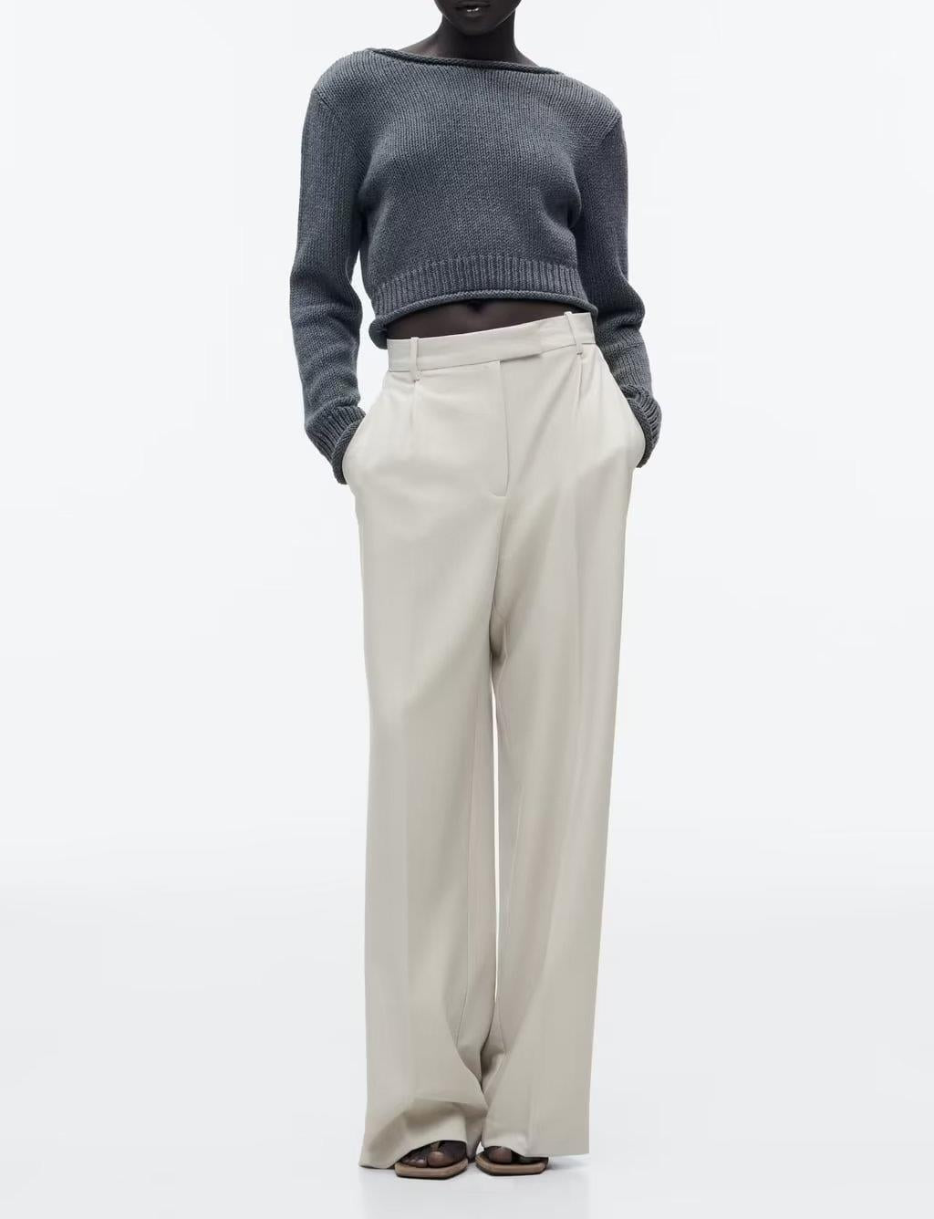 Pantalon Femme Taille Haute Jupe Large Élégant