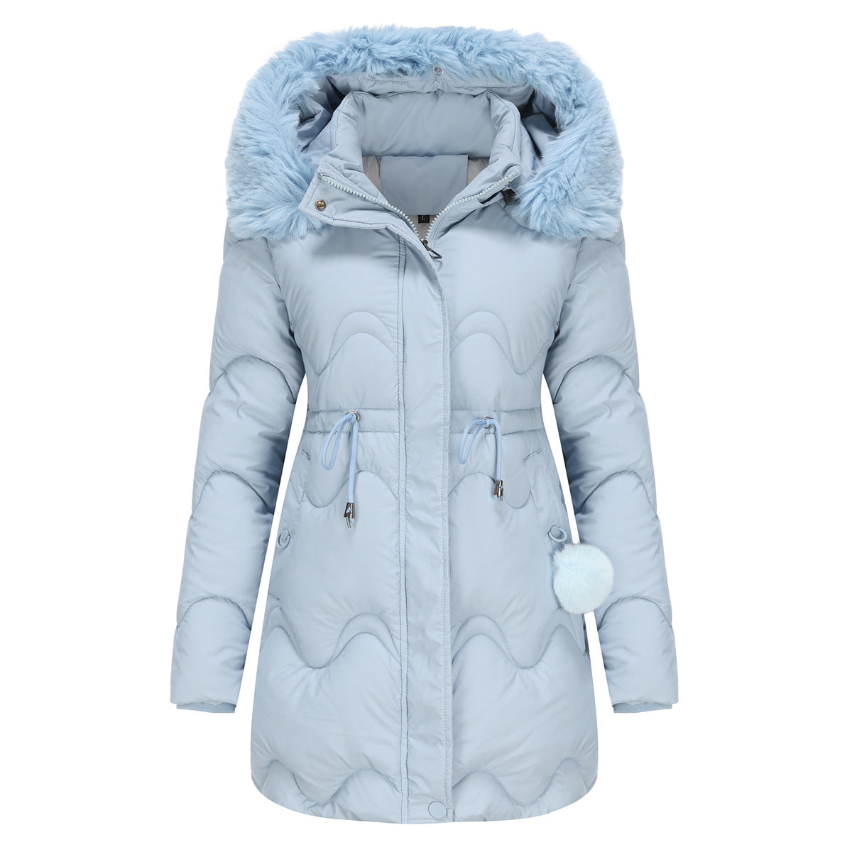 Manteau hiver à capuche long manches chaud et élégant
