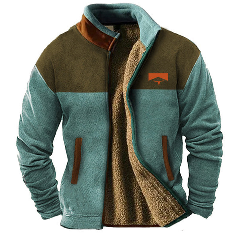 Veste en laine épaisse à carreaux pour homme hiver