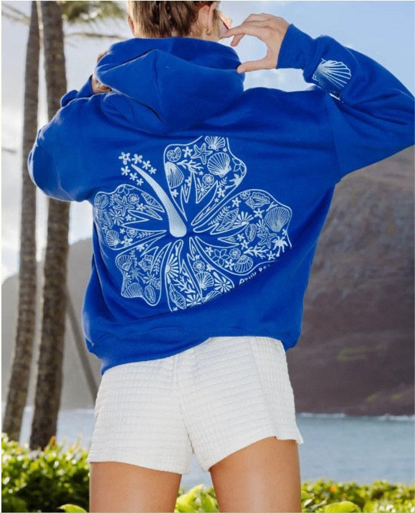 Sweat à Capuche Décontracté de Plage avec Broderie