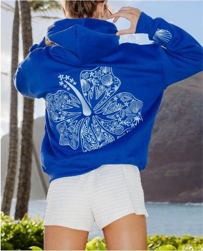 Sweat à Capuche Décontracté de Plage avec Broderie