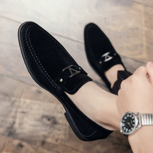 Mocassins Homme Noir Élégants à Boucle - PanierRoyale