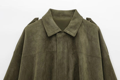 Veste Femme Suédine Coupe Ample Oversize Mi-saison