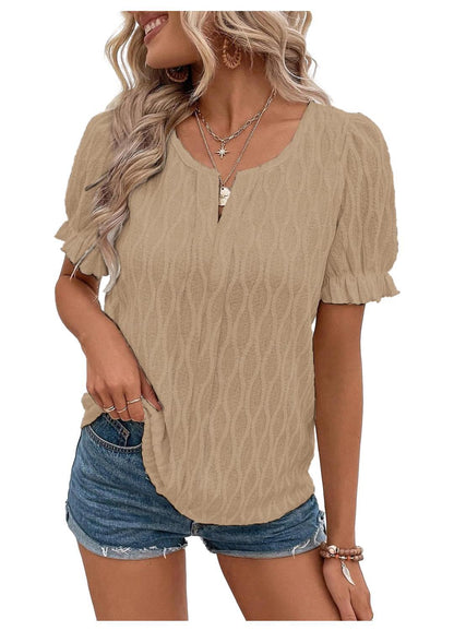 Blouse Femme Élégante Manches Courtes Noir