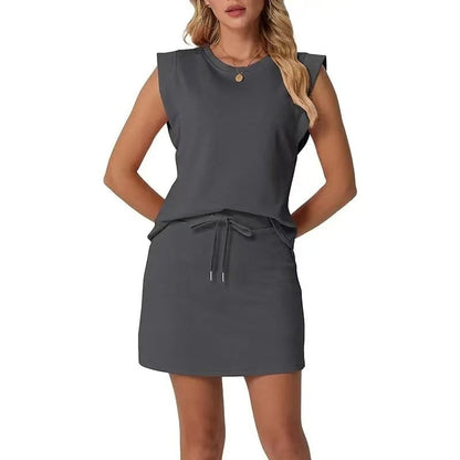 Ensemble Femme à Epaulettes et Jupe Courte Coupe Ajustée