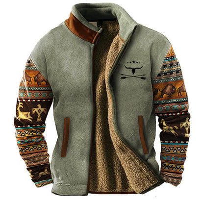 Veste en laine épaisse à carreaux pour homme hiver