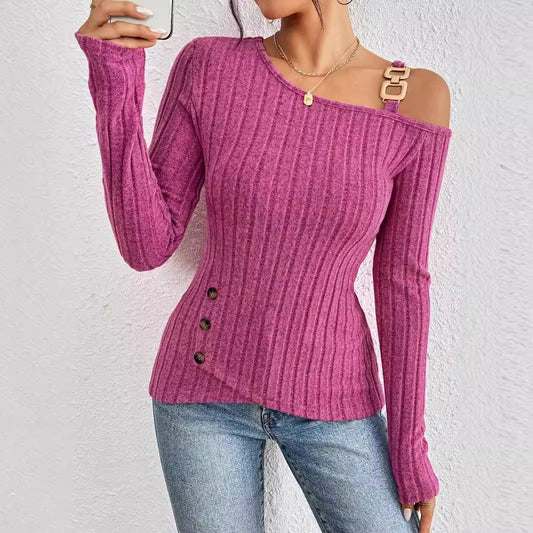 Pull Femme Élégant en Maille Rose Foncé - PanierRoyale