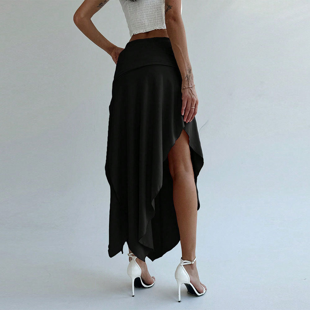 Jupe Femme Élégante Mi-Longue avec Ceinture Élastique
