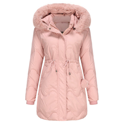 Manteau hiver à capuche long manches chaud et élégant