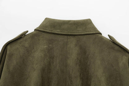 Veste Femme Effet Suédé Coupe Ample Oversize Style Urbain