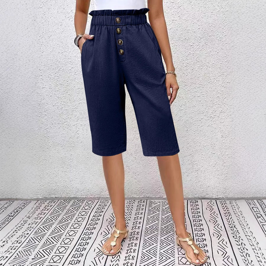 Pantalon Bermuda Femme Haut de Gamme Marine - PanierRoyale