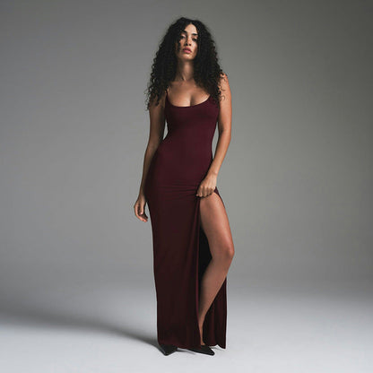 Robe Longue Femme à Fente Latérale Élégante et Chic