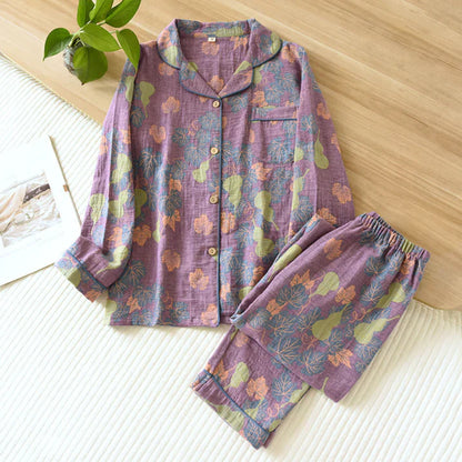 Pyjama Femme Décontracté à Fleurs pour Dormir Confortablement