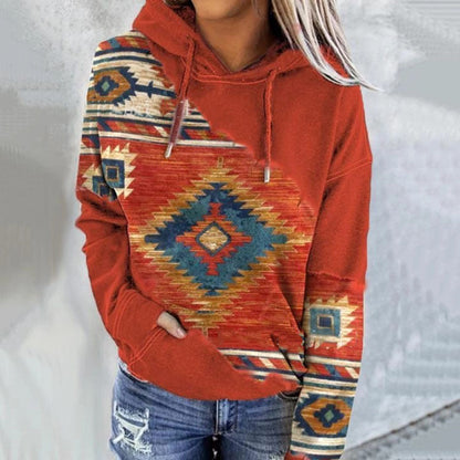Sweat À Capuche Femme Hiver Imprimé Floral Chaud et Confortable