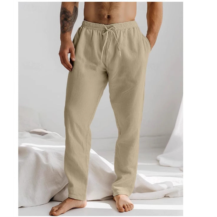 Pantalon de Nuit Homme Blanc en Coton Élastiqué