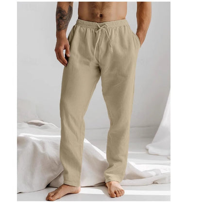 Pantalon de Nuit Homme Blanc en Coton Élastiqué