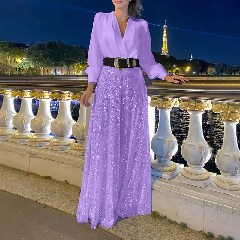 Ensemble Femme Décontracté Col V et Pantalon Confortable