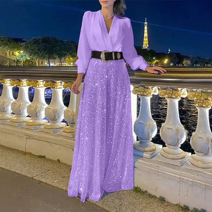 Ensemble Femme Décontracté Col V et Pantalon Confortable