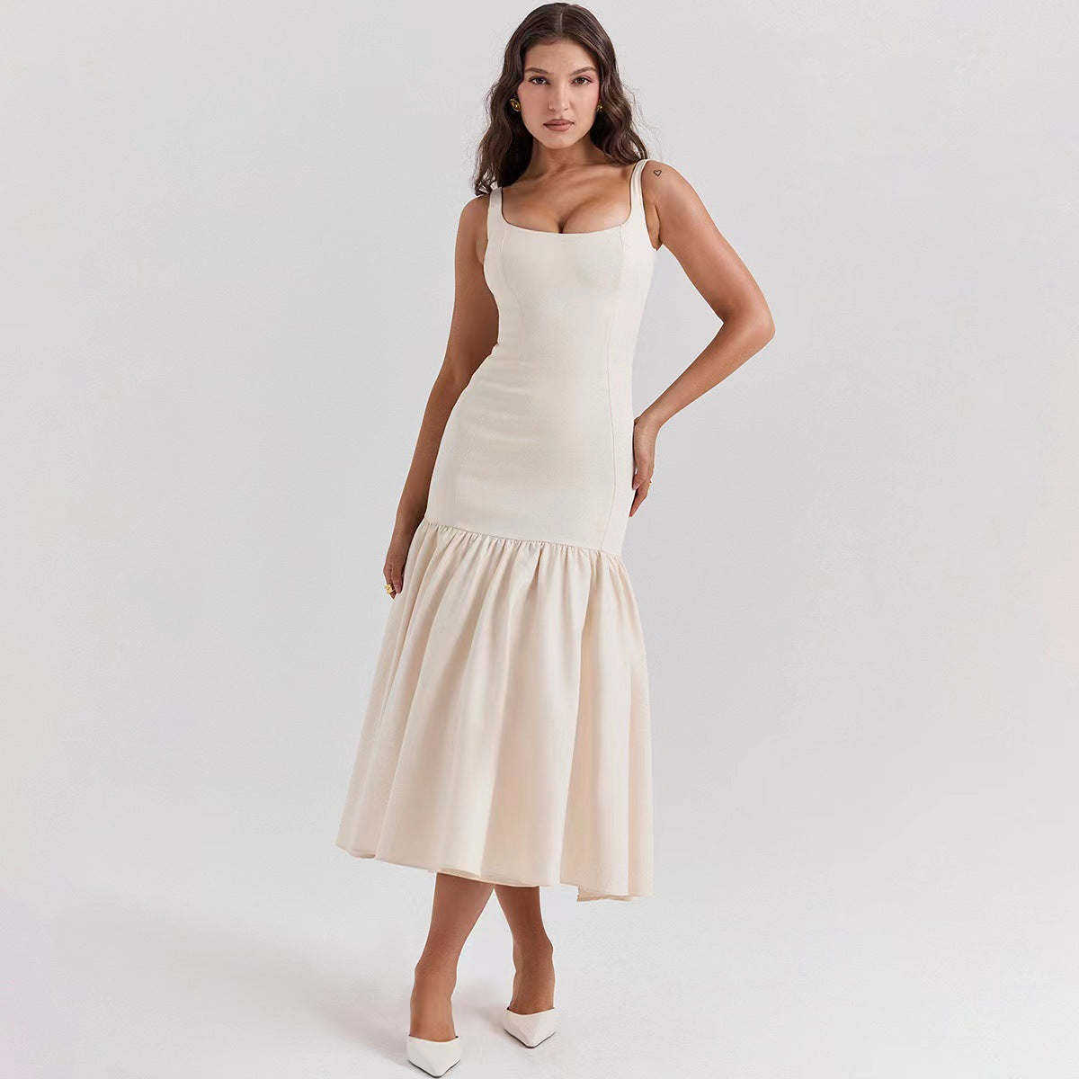 Robe Longue Élégante à Volants pour Soirée Chic