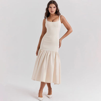 Robe Longue Élégante à Volants pour Soirée Chic