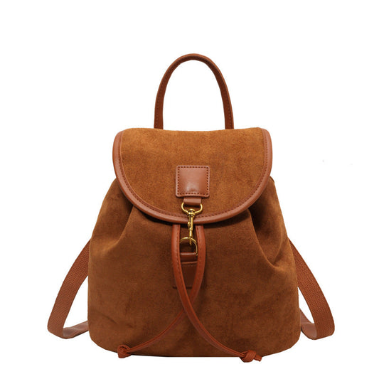 Sac à dos en cuir brun classique avec fermeture éclair sécurisée - PanierRoyale
