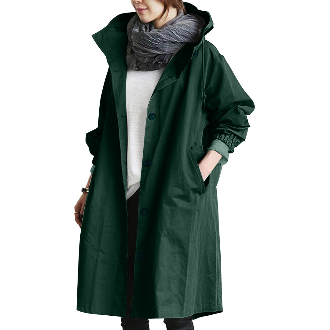 Veste Imperméable Longue Capuche avec Fermeture Éclair - vue 9