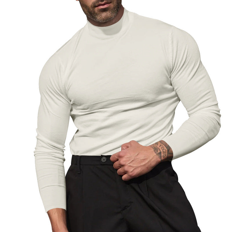 Pull Fin Maille Col Roulé Élégant Slim Fit