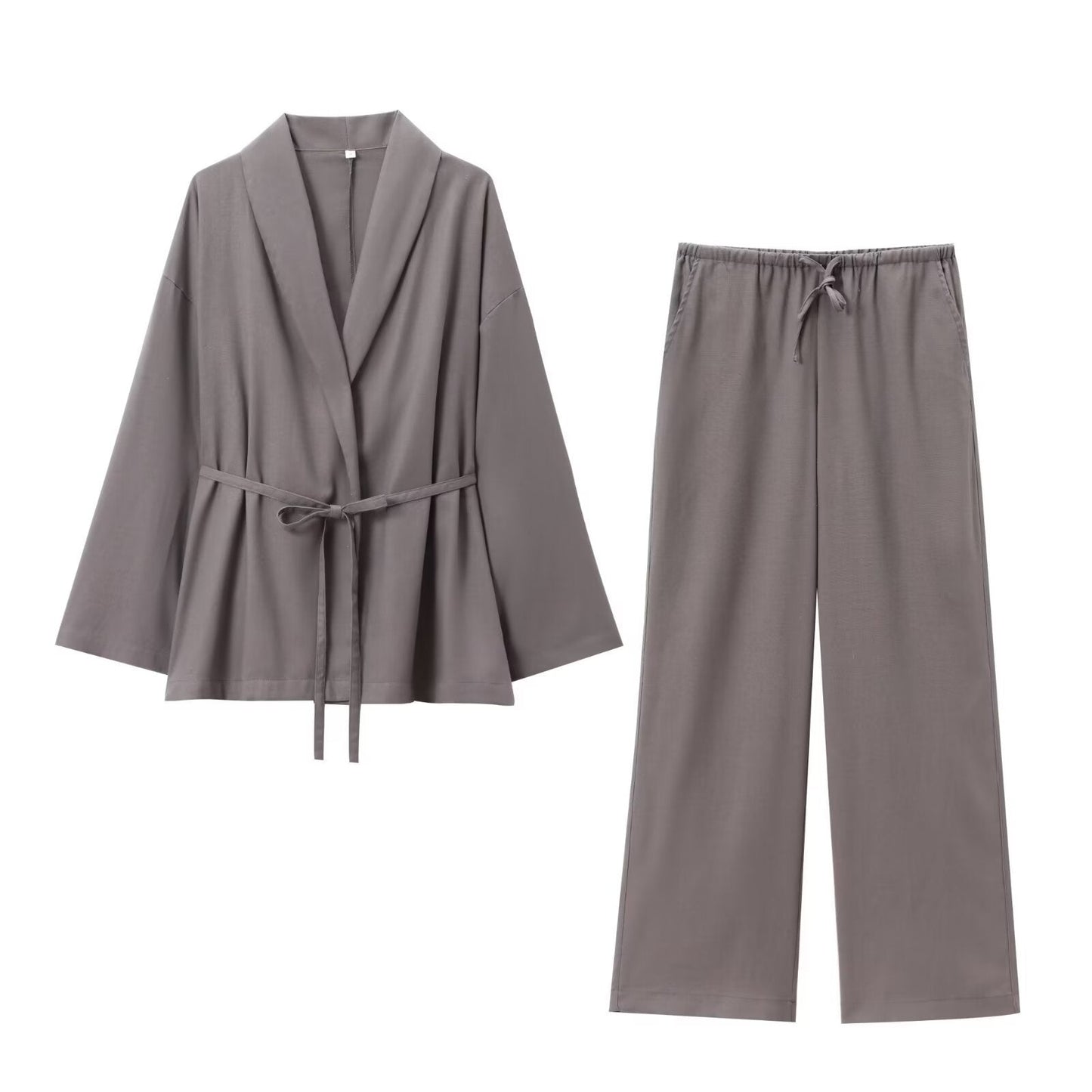 Pantalon Large et Tunique Femme avec Ceinture pour Un Style Décontracté
