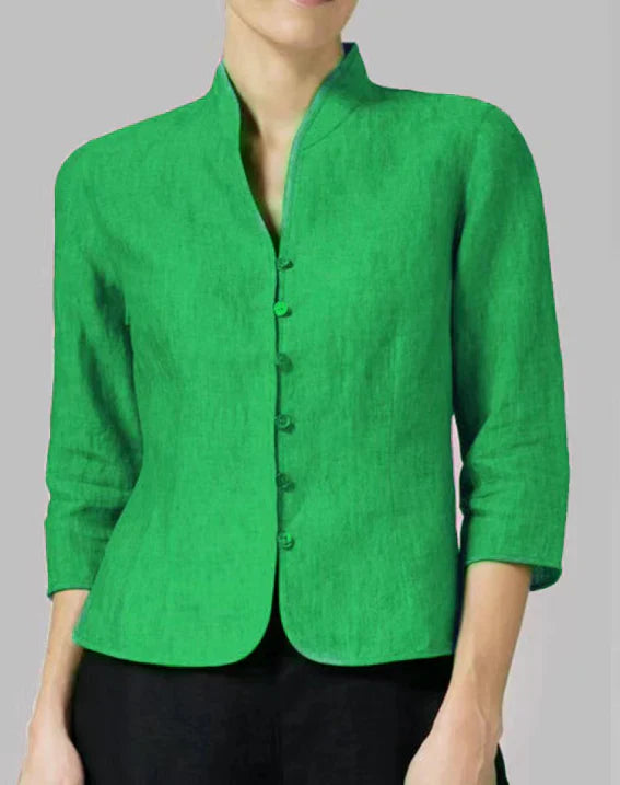 Veste Femme Tailleur Col Montant Gris Chine