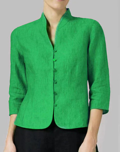 Veste Femme Tailleur Col Montant Gris Chine