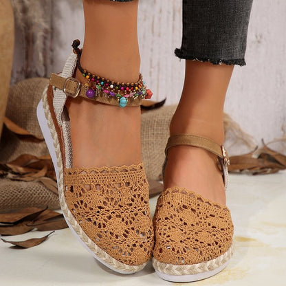 Sandales Espadrilles Femmes Été Chic avec Broderies et Look Décontracté