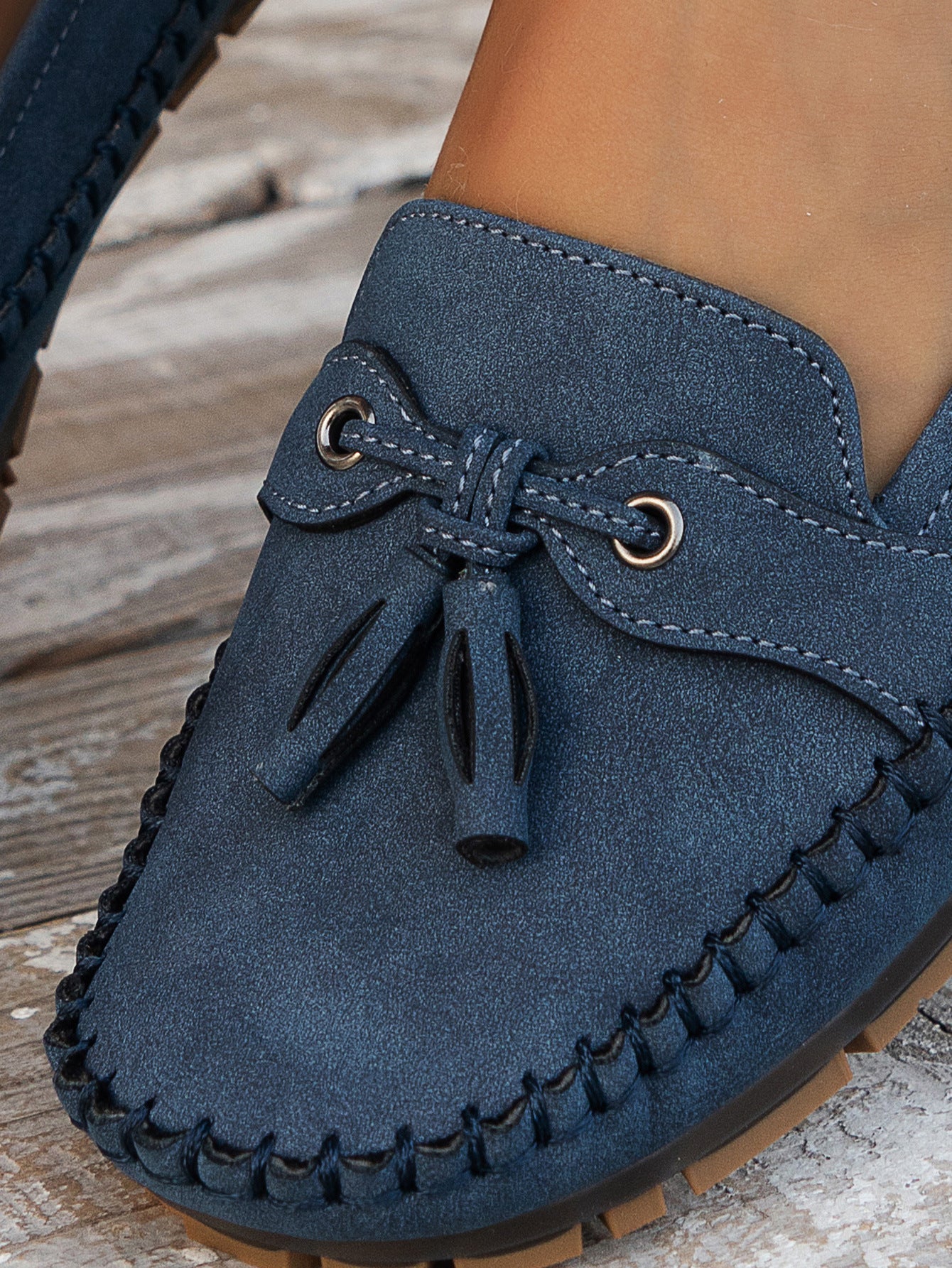 Mocassins Femme Cuir Souple Noeud Décoratif Semelle Flexible
