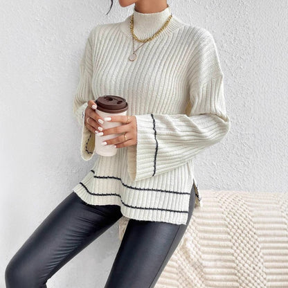 Pull Femme Col Roulé Grosse Maille Hiver