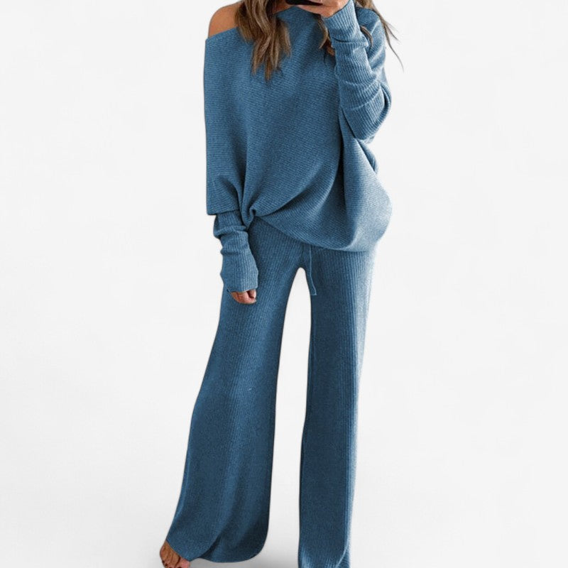 Robe Décolletée Femme avec Pantalon Évasé