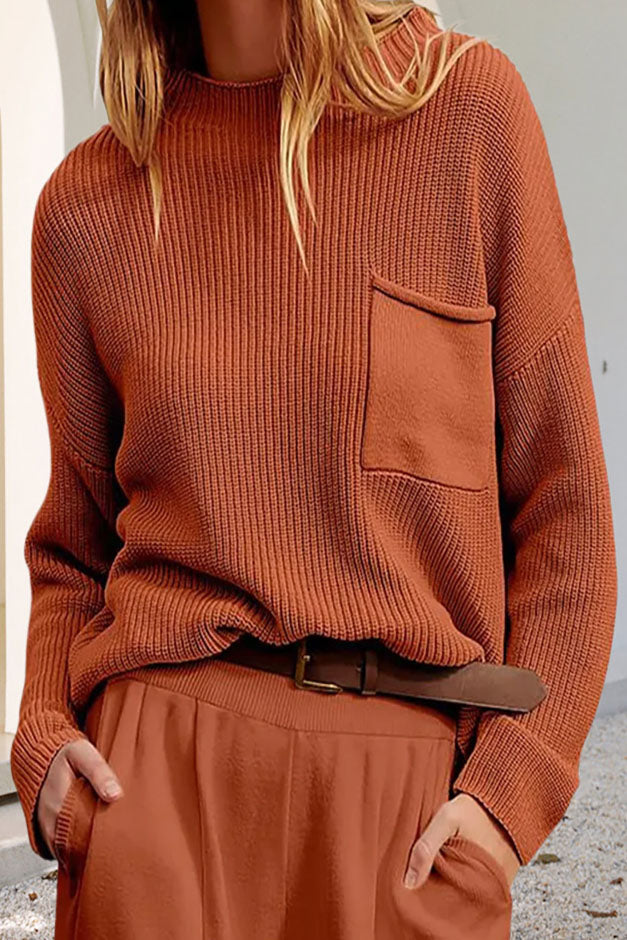 Pull Femme Hiver En Maille Douce Avec Poche