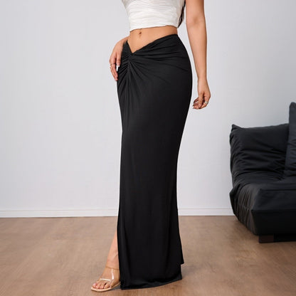 Jupe Longue Élégante pour Femme, Taille Cintrée avec Fente Arrière