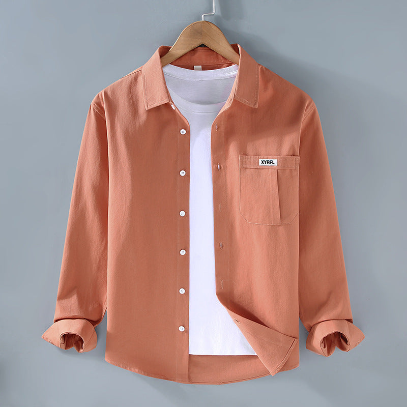 Chemise Homme Coton Pur à Manches Longues avec Poche Poitrine - BerlinGlamour