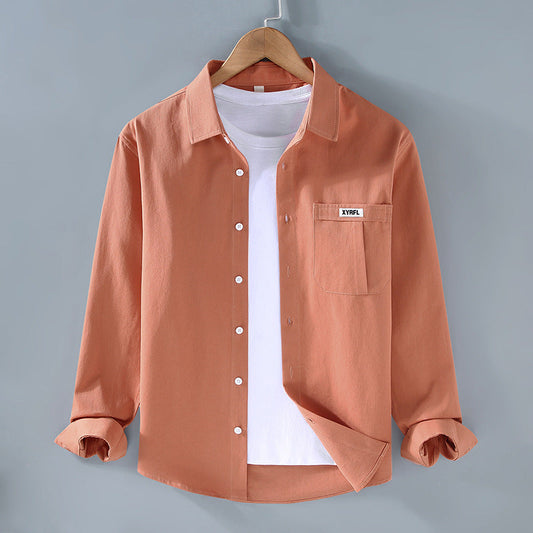 Chemise Homme Coton Pur à Manches Longues avec Poche Poitrine - BerlinGlamour